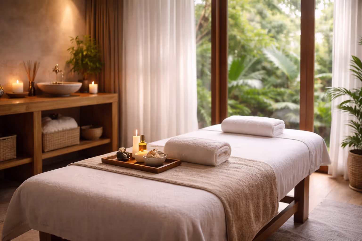 Spa treatment room at a luxury wellness retreat