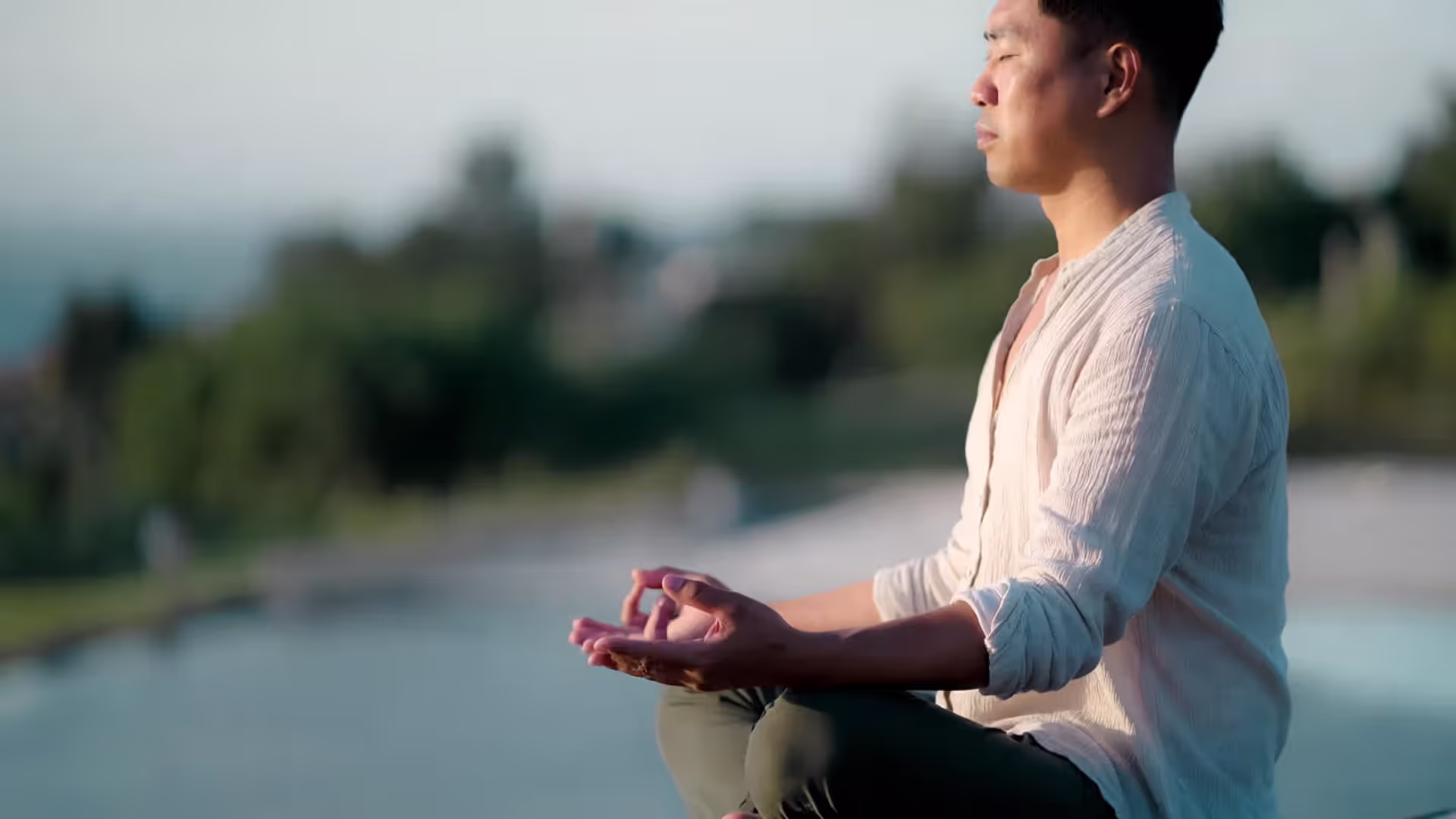 Person is meditating